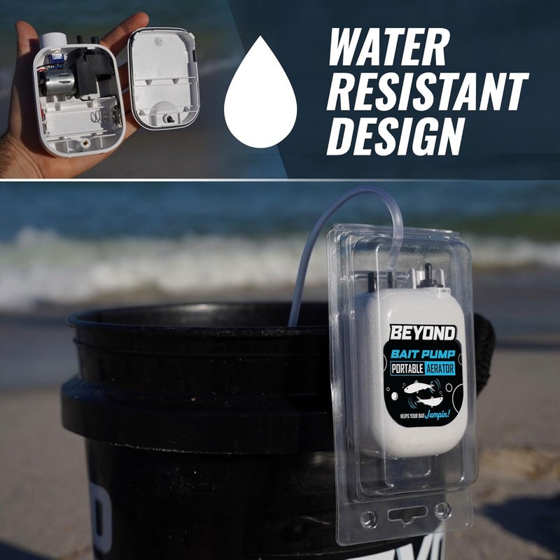 Beyond Braid Beyond Bait Pump Portable Live Bait Aerator - Long Lasting Battery Powered Bubbler - Water Resistant Design- XL Air Stone Keep Your Bait Alive Longer - Image 2